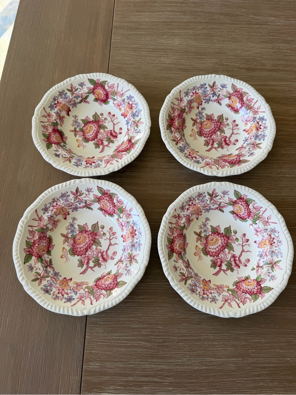 Set Of 4 Vintage Copeland Spode Red Aster bowls 7.75” England